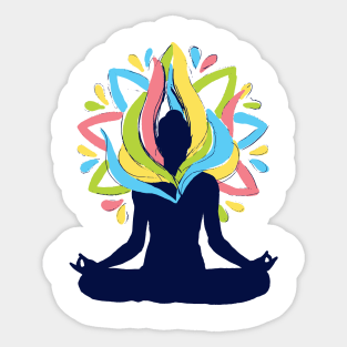 meditation yoga pose colorful Sticker